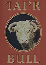 The pub sign. Tai'r Bull, Libanus, Powys
