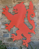 The pub sign. Red Lion, Penderyn, Powys