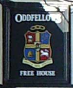 The pub sign. Oddfellows, North Shields, Tyne and Wear