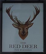 The pub sign. The Red Deer, Horsham, West Sussex
