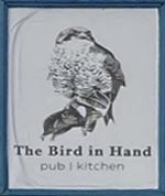 The pub sign. Bird in Hand, North Curry, Somerset